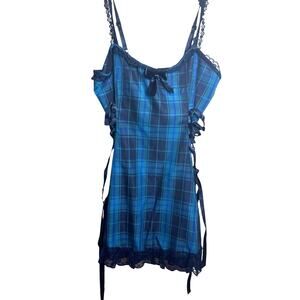 Unreleased Widow Blue Green Plaid Dress size Medium NWOT